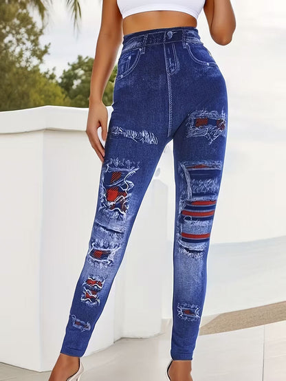 High-waisted Yoga Pants With Double-ring Gold-stamped Print