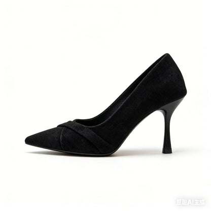 2025 Fall New French Retro Suede Pointed-Toe Stiletto Pumps For Women