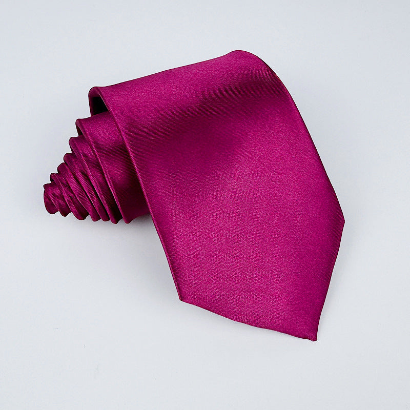Mens 8cm Hand-Tied Tie Solid Color Tie Plain Color