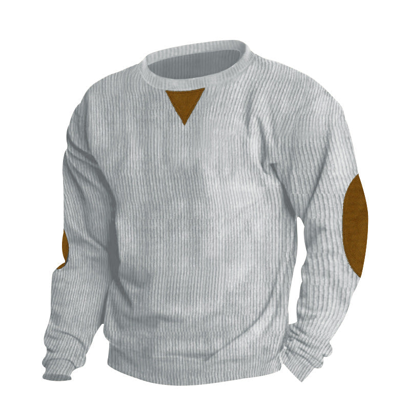 Crew-neck Corduroy Long-sleeve Sweatshirt For Men