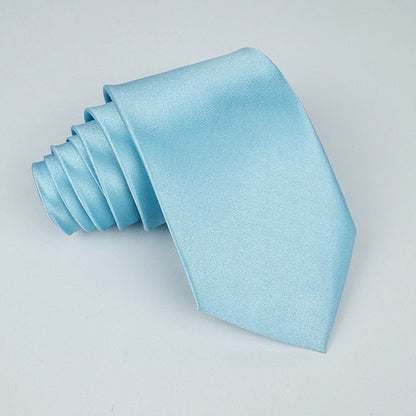 Mens 8cm Hand-Tied Tie Solid Color Tie Plain Color