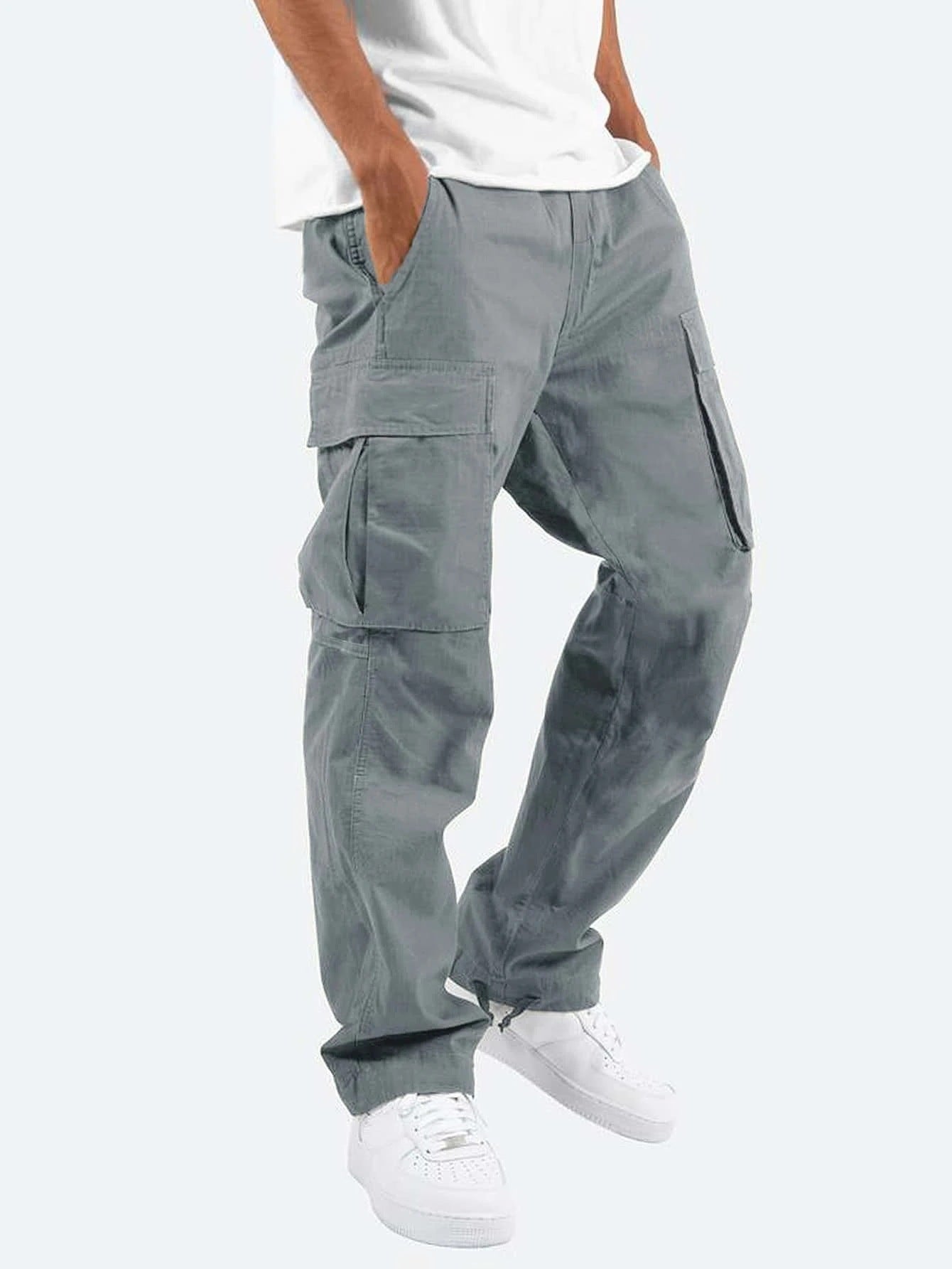 In Stock Amazon Summer New Men's Overalls European And American Independent Station Foreign Trade Drawstring Multi-pocket Casual Pants