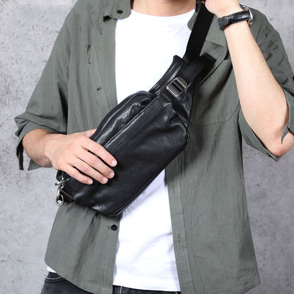 Men's Small Head Layer Cowhide Fanny Pack
