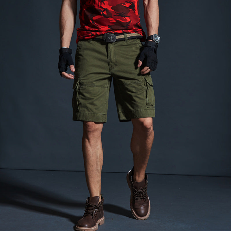 Summer Mid-length Pants Trendy Brand Loose-fit Mens Green Camouflage For Summer