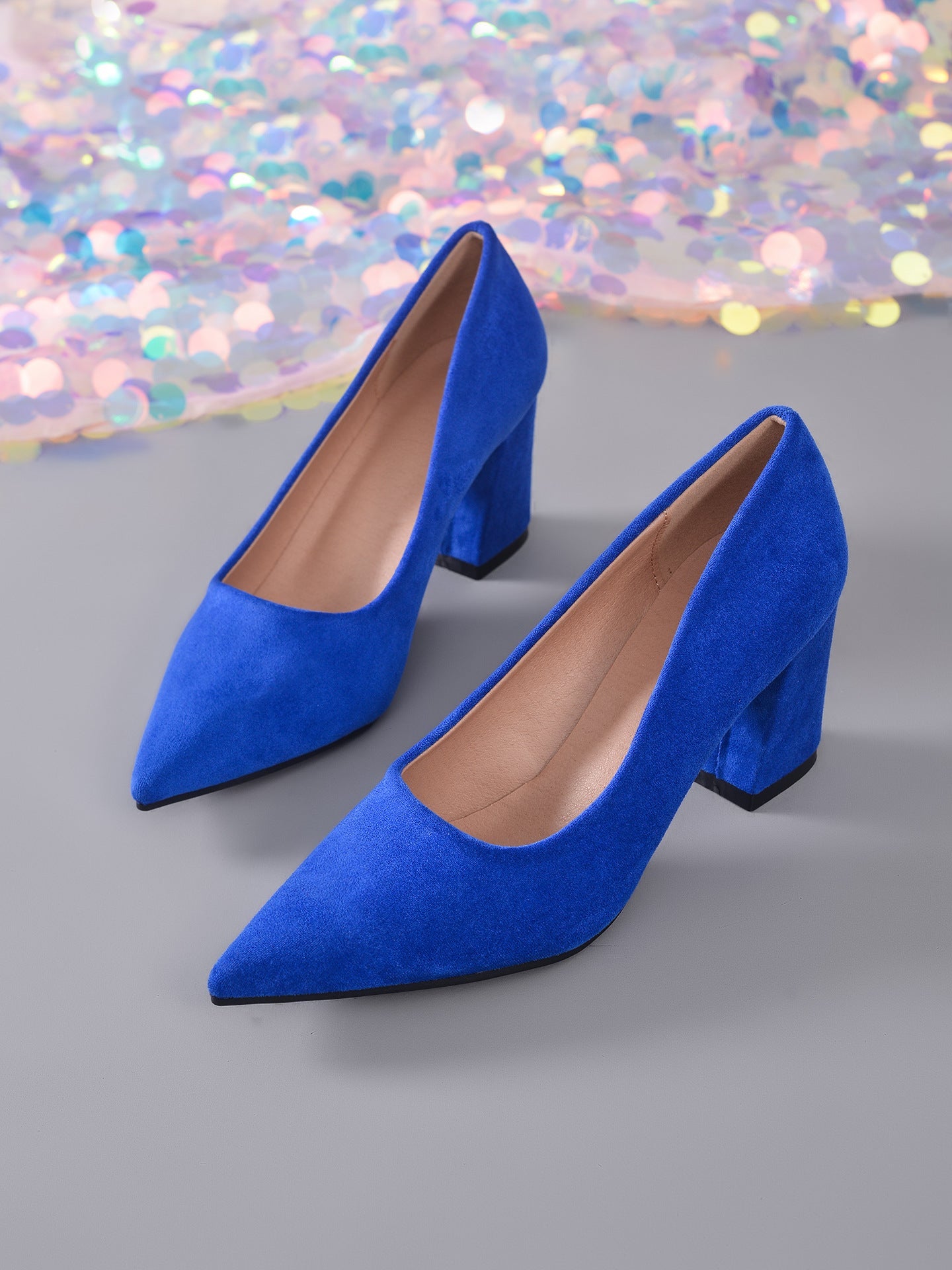 Womens Stylish Block-heeled Work Pumps