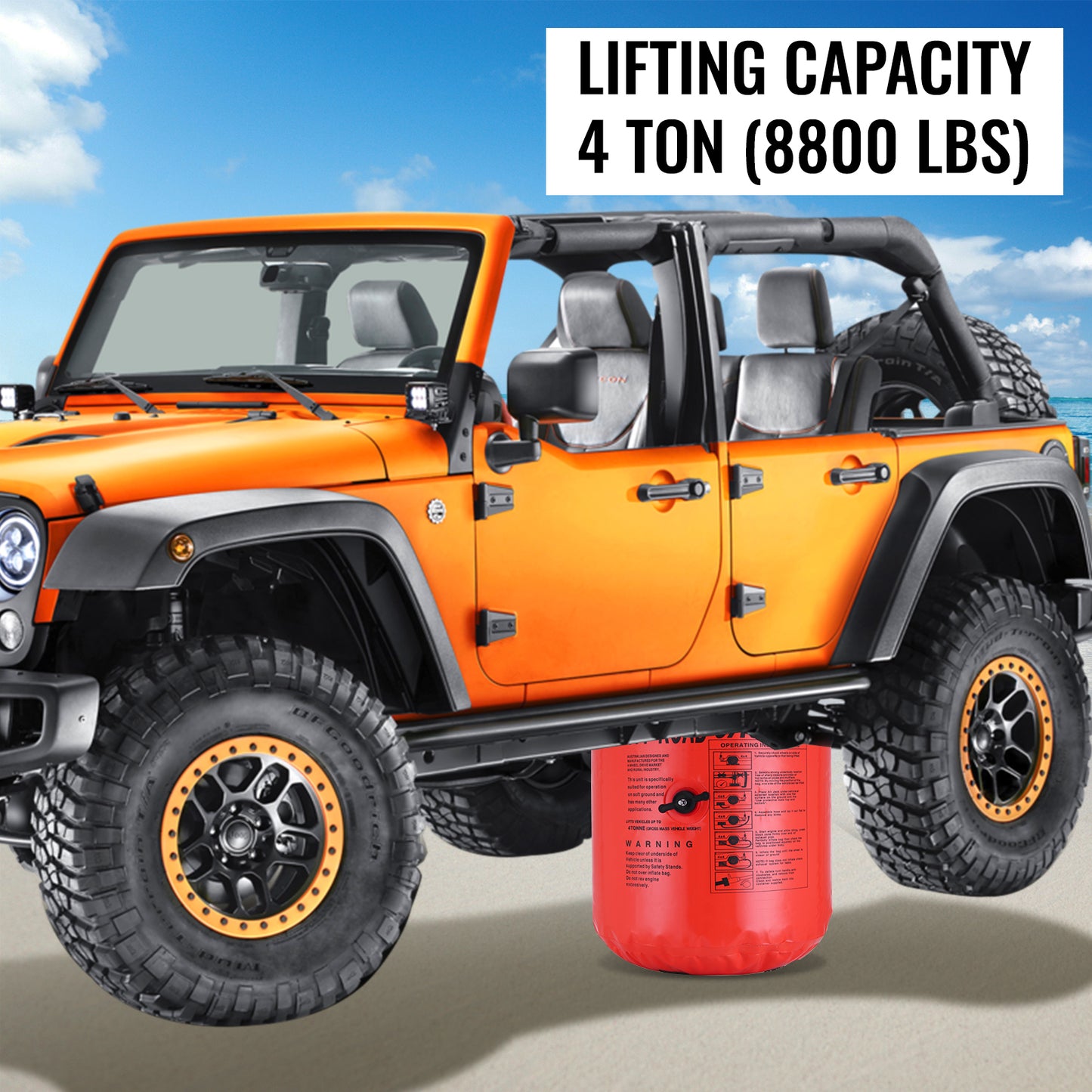 4-Ton Inflatable Car Jack: Your Off-Road Lifesaver for Trucks, SUVs, and Jeeps - Effortless Lifting, Auto Emergency Support, and Quick Repairs!
