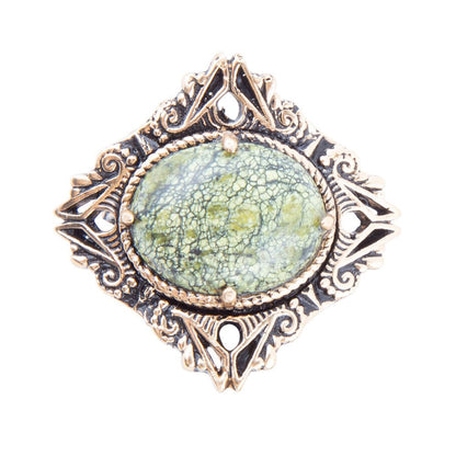 Aspen Green Serpentine Golden Statement Ring