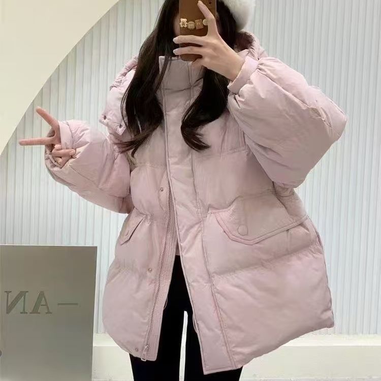 Mid-length Casual Loose-fitting Insulated White Duck Down Coat