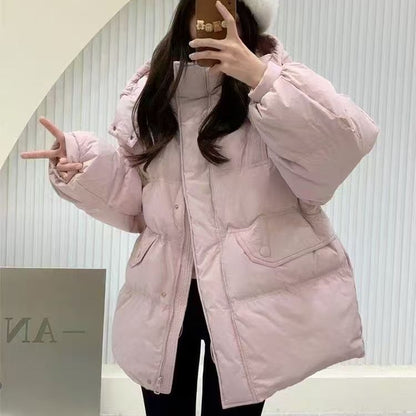Mid-length Casual Loose-fitting Insulated White Duck Down Coat