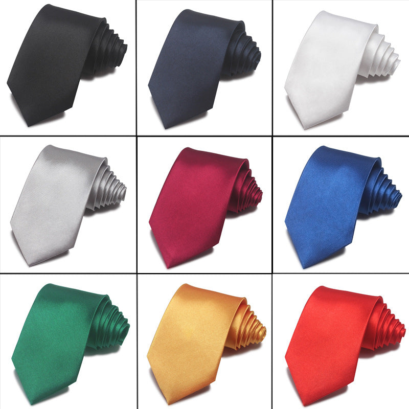 Mens 8cm Hand-Tied Tie Solid Color Tie Plain Color