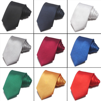 Mens 8cm Hand-Tied Tie Solid Color Tie Plain Color