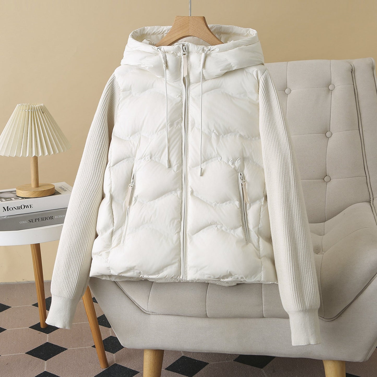 Plus-size Short Down Jacket With Patchwork Sleeves