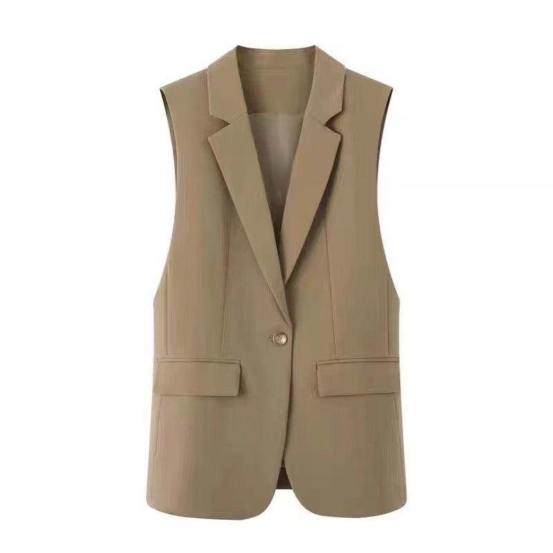 Womens Fashionable Slim-Fit Versatile Split-Panel Vest