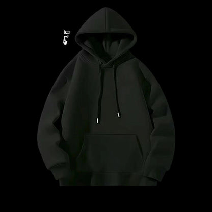 2026 New Black And White Hooded Sweatshirt, Simple Solid Color Basic Men's Loose All-Match Casual Sweatshirt