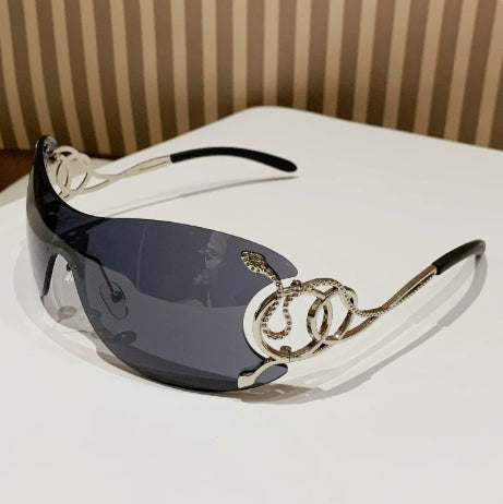 Cobra-shaped Sporty Rimless Side-cut Sunglasses