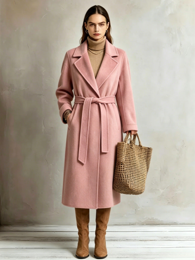Womens Elegant Long Lapel Coat For Casual And Commute Wear