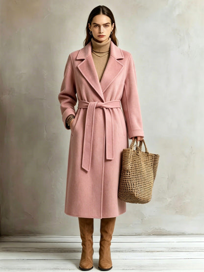 Womens Elegant Long Lapel Coat For Casual And Commute Wear