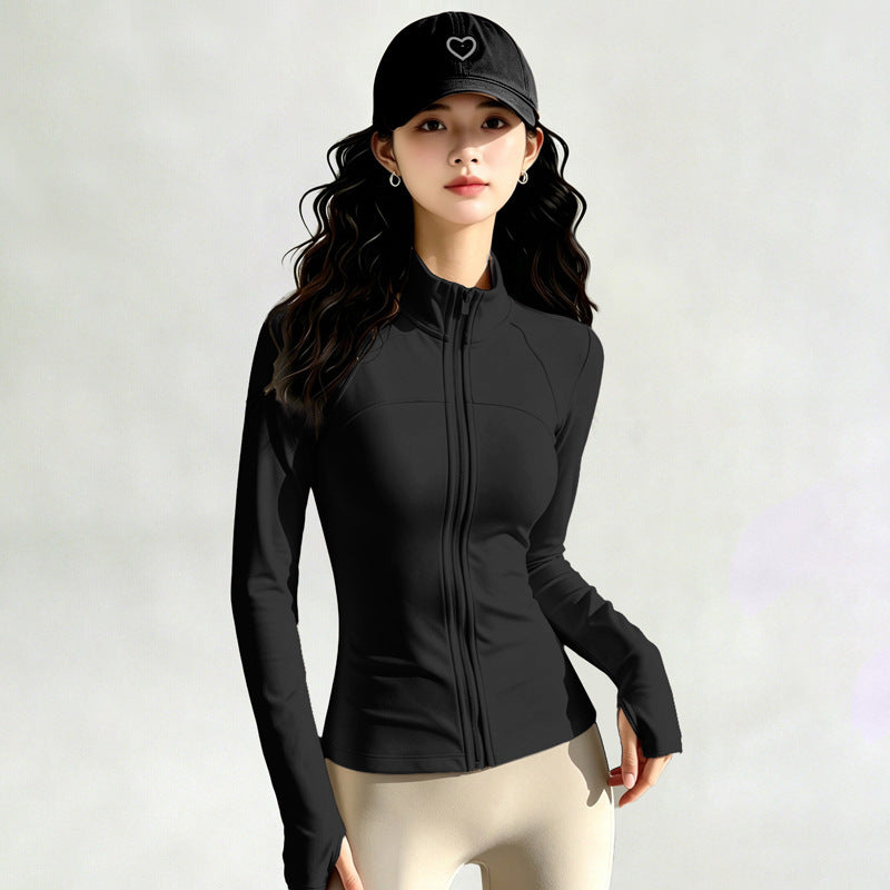 Sports Long-sleeve Cardigan With A Stand-up Collar And Zipper Top