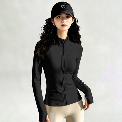 Sports Long-sleeve Cardigan With A Stand-up Collar And Zipper Top