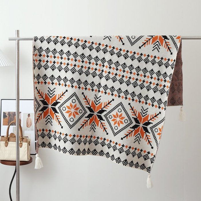 Ethnic-style Knitted Tassel Shawl