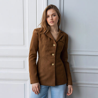 French Button Long Sleeve Suit Coat