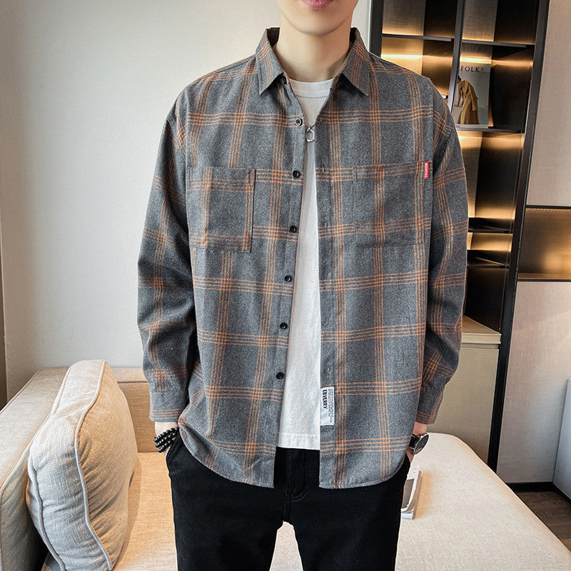 Men's Plaid Long-sleeved Shirt