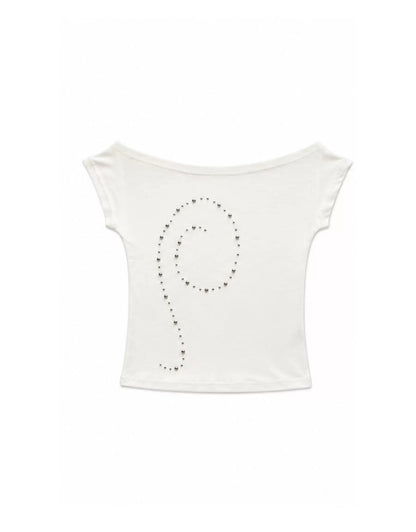 Women's One-word Off-shoulder Short-sleeved T-shirt
