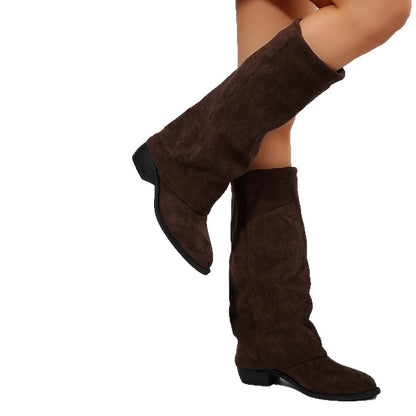 Autumn And Winter New Large Size Thick Heel Non-slip Skinny Boots Women