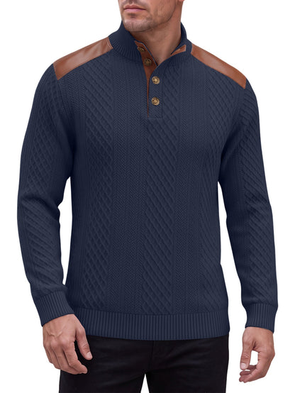 Stand-collar Knit Top With Spliced Shoulders And Sporty Sleeve Long Sleeves