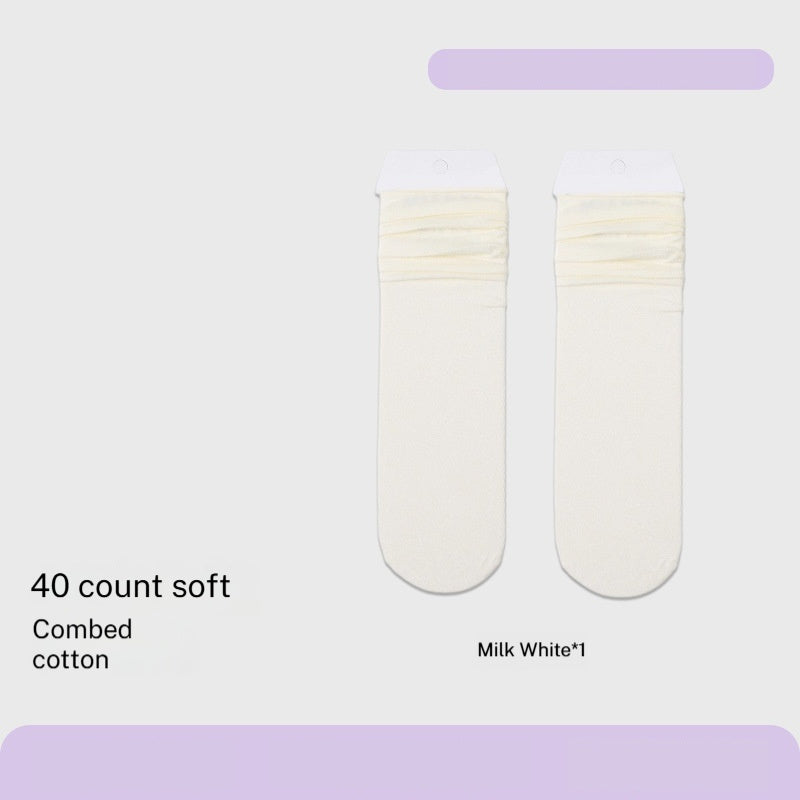 Combed Cotton Sweat-absorbent Deodorant Solid-color Knee-high Socks