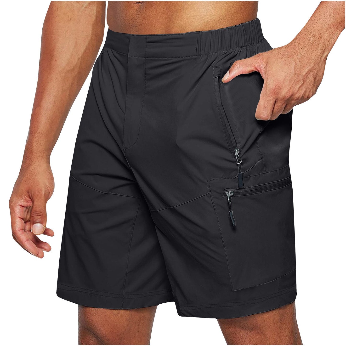 Men's Cargo Shorts  Large Size New Zipper Shorts Multi-flap Pocket Pants Mobile Phone Men's Shorts Quick-drying Fabric