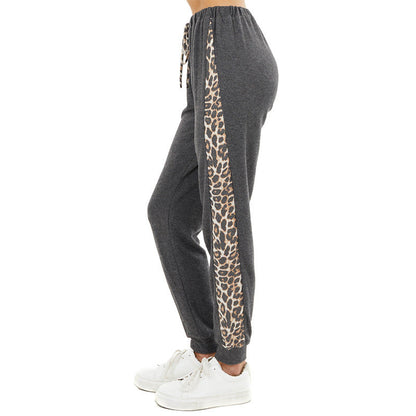 Leopard print side contrast knit pants Harlan pants