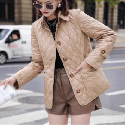 Women's Slim-Fit Diamond-Quilted Cotton Padded Jacket
