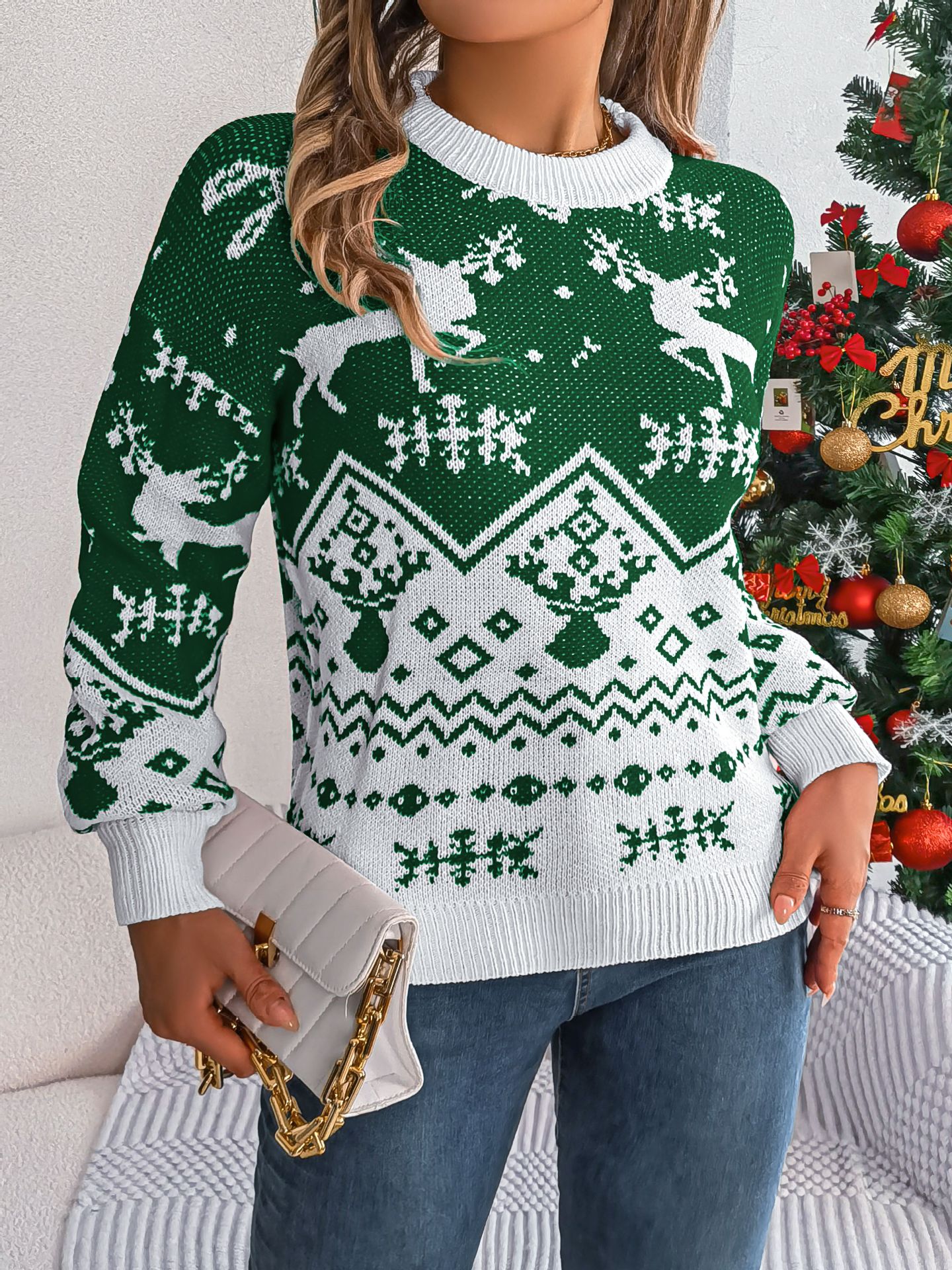 2025 Deer Pattern Hoodie, Women's Christmas Sweater