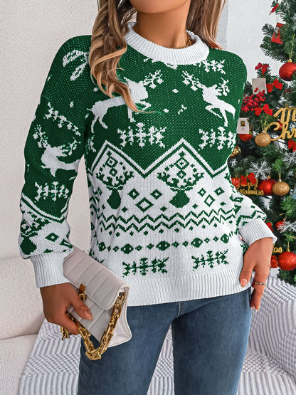 2025 Deer Pattern Hoodie, Women's Christmas Sweater