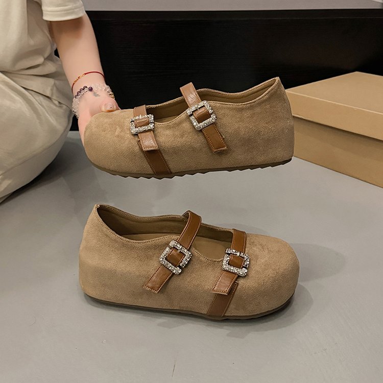 Women's Elegant Versatile Mary Jane Shoes, 2026 Autumn New Korean Shallow Vamp Platform Hidden Heel Double Strap Flats