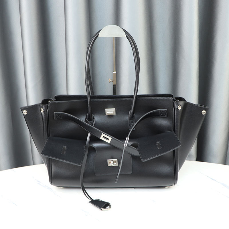 Large-Capacity Neutral-Style Tote Wing Genuine Leather Motorcycle Shoulder Bag