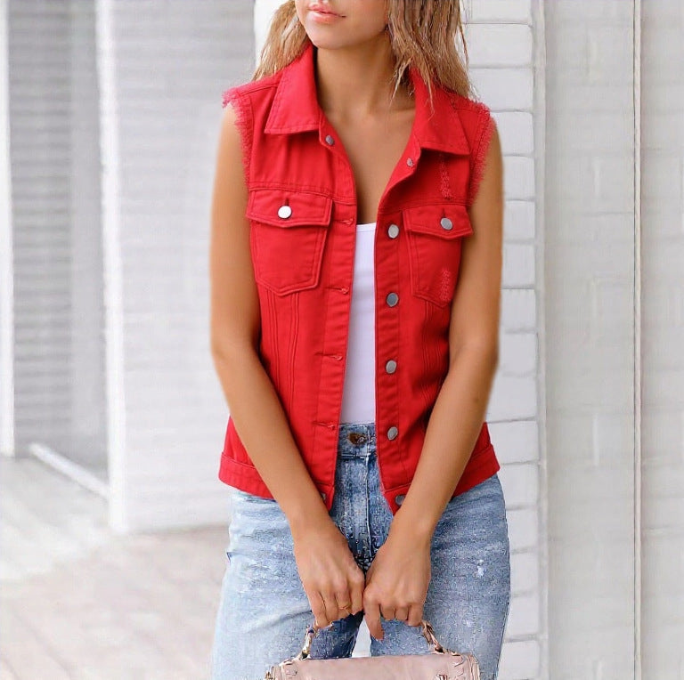 Denim Vest Jacket For Spring And Summer