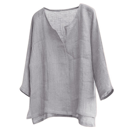 Chinese Style V-neck Men's Long-sleeved Shirt
