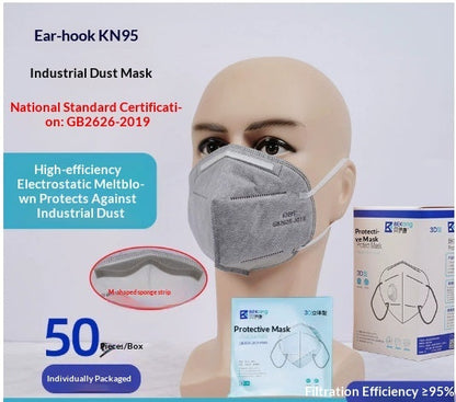 Dust-proof Industrial grade KN95 Mask Individually Packaged With A Sponge Strip