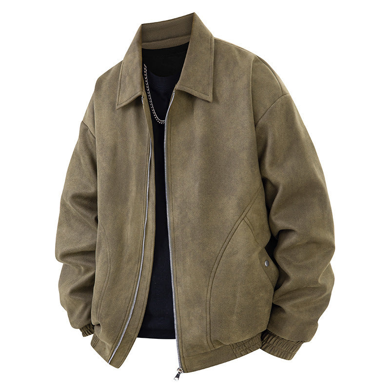 Mens American-style Jacket Lapel Coat Loose-fitting
