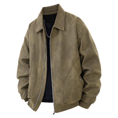 Mens American-style Jacket Lapel Coat Loose-fitting