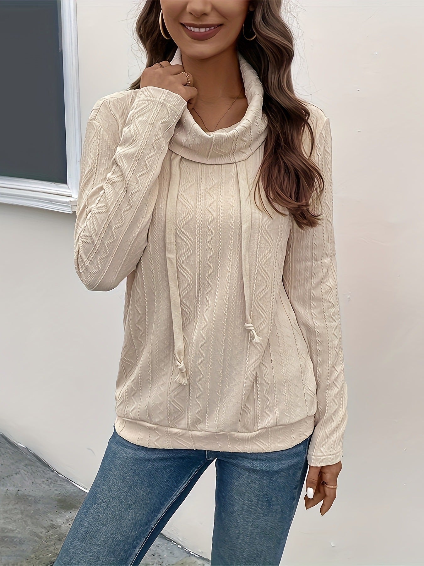Autumn And Winter  Clothing Amazon Aliexpress Hot Selling Sweatshirt Long-Sleeved Hooded Drawstring Pullover Knitwear For Women