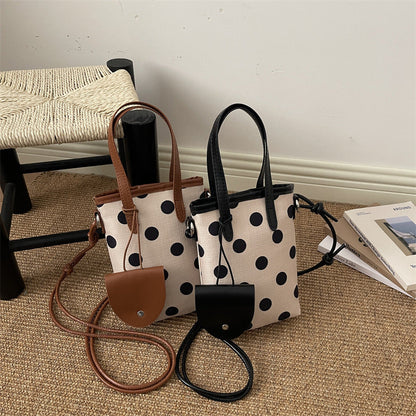Korean-style Retro Polka-dot Mini Bucket Bag For Women