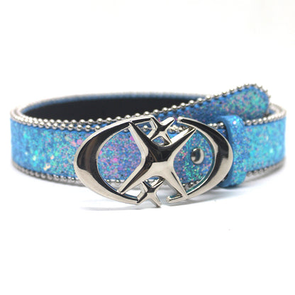 Trendy New Double Crescent Moon And Cross Sequined Waist Belt