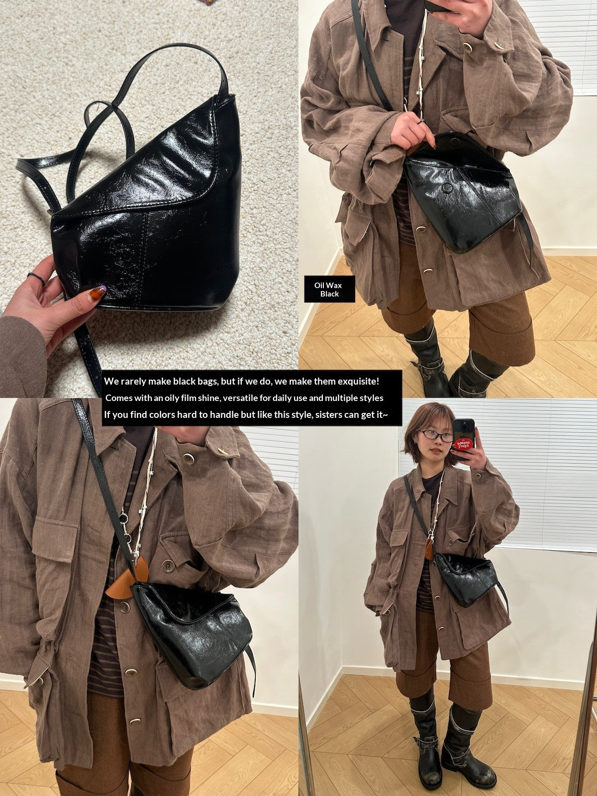 New Arrival Niche-design Oil-waxed Leather Crossbody Bag