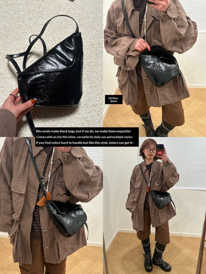 New Arrival Niche-design Oil-waxed Leather Crossbody Bag