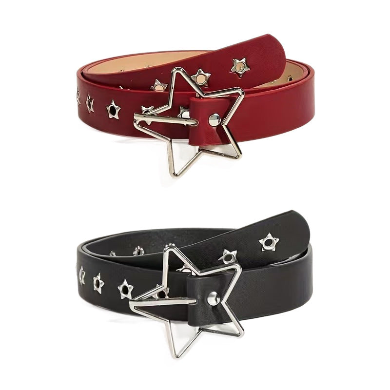 New Arrival Pentagram Rivet PU Belt For Women Fashionable And Versatile