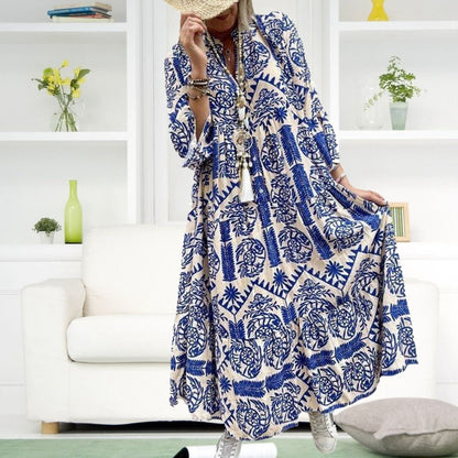 Women's Fashion Elegant Floral V-neck Plus Size Dress