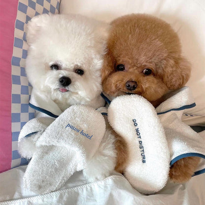 Pet Bath Towel Bathrobe Photo Prop Nightgown Pajamas Dog Pet Bichon Teddy